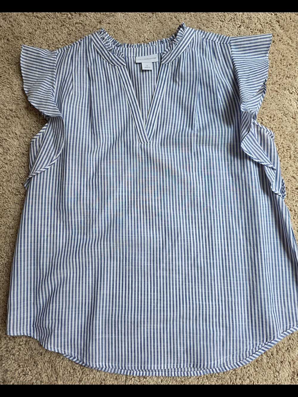 Liz Claiborne Blue and White Striped Flutter Sleeve Camisole